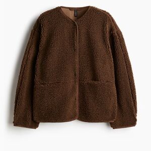 H&M Teddy Fleece Jacket Dark Brown